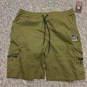 Akademiks Cargo Shorts Mens 4XL Olive Green Pull On Elastic Waist Twill NWT